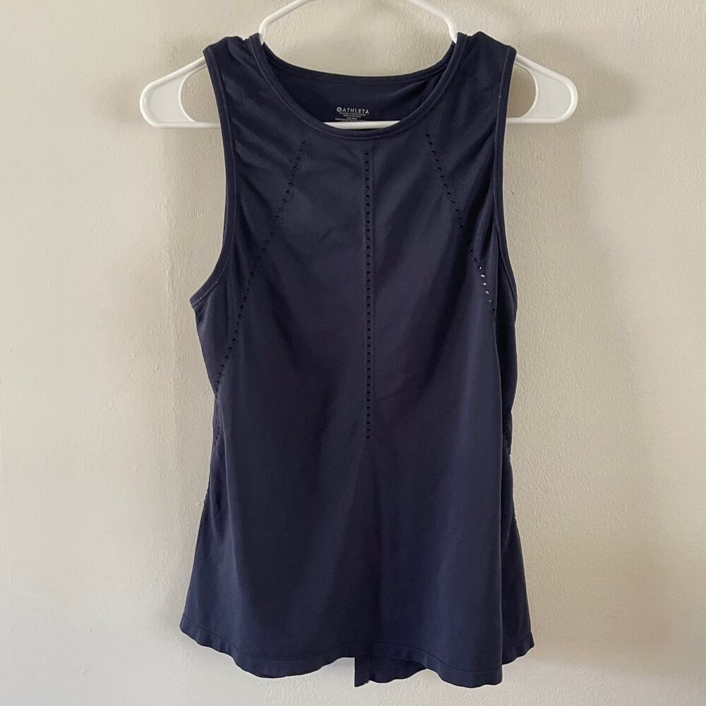 Athleta Womens Small Foothill Seamless Tank Top Navy Workout Yoga Training